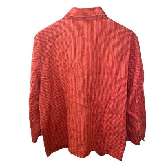 Harve Benard by Benard Holtzman Linen Stripe Blouse 10 - Picture 2 of 5